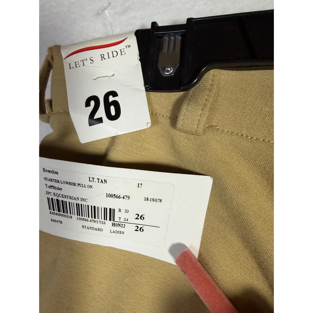 TuffRider Breeches Women Size 26 Tan New Starter Lowrise Pull On Riding Pants